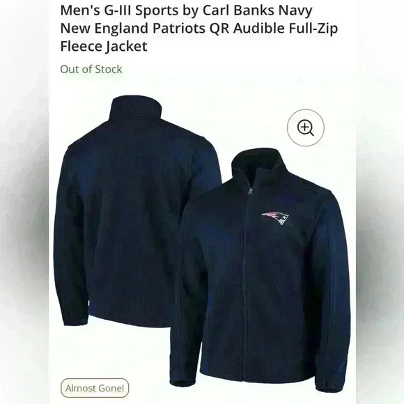 Men’s G-111 Sports By Carl Banks Navy New England Patriots QR Audible Jacket - Picture 1 of 7